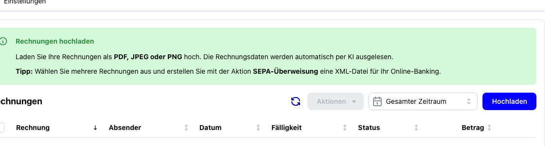 Rechnungen hochladen