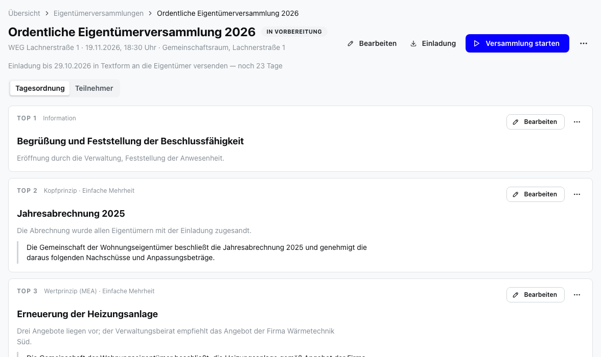 Tagesordnung mit Beschlussanträgen