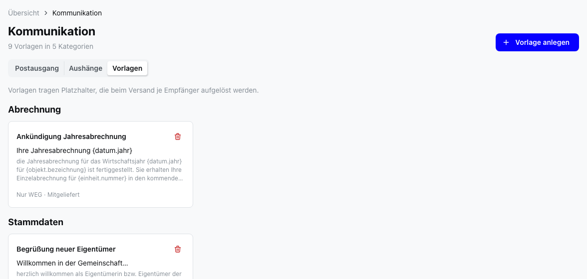 Mitgelieferte Vorlagen