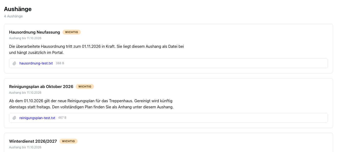 Aushänge im Kundenportal
