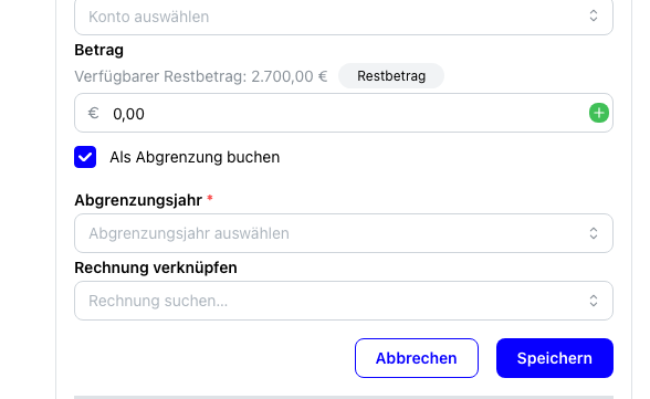 Abgrenzung in der Buchungsposition