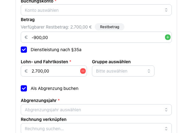 Haushaltsnahe Dienstleistung in der Buchungsposition