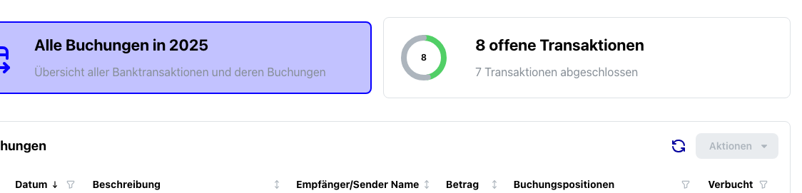 Alle Buchungen und Transaktionen